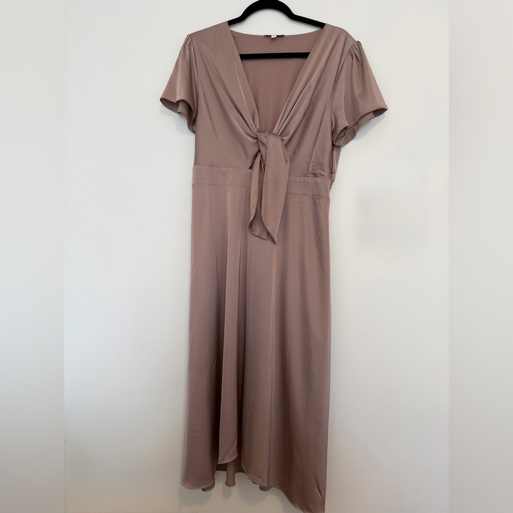 Baltic Born Poppy Satin Tie-Front Midi Dress | Autumn Orchid Formal Dress |Large